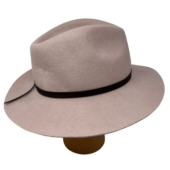 Morgan & Taylor Wool Dusty Pink Brown Trim Fedora Hat Adj OSFM Western Country - Picture 3 of 10